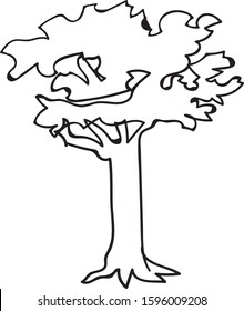 tree line art. Contour drawing. Minimalism art. vector