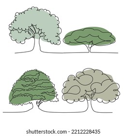 Tree line art drawing illustration. Minimalist logo
