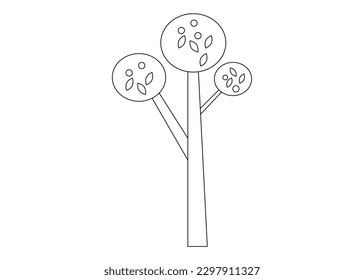 arte de línea de árbol para niños coloreando el vector de caricatura 