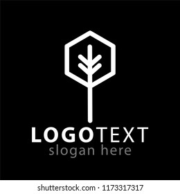 tree line art logo icon vector template
