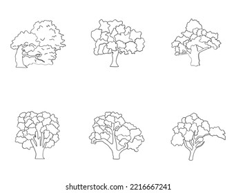 Tree line art set illustration sketch