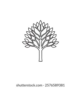 Tree line art silhouette vector image