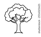 Tree line art silhouette with white background