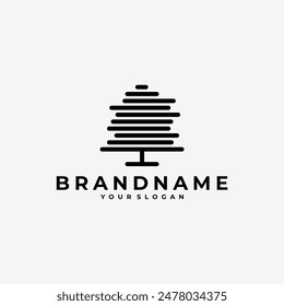 TREE LINE ART STACK BOLD MINIMALIST LOGO ICON ILLUSTRATION