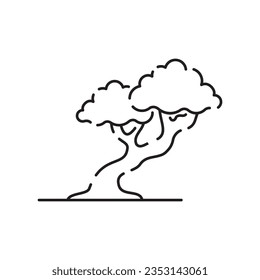 Tree in line art style, line vector icon. Forest, park and garden tree flat signs collection