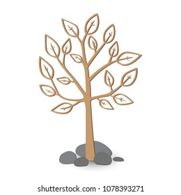 Tree line brown paper cutting