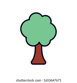 Tree line fill style icon design, Nature plant summer season environment natural and ecology theme Vector illustration