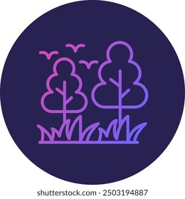 Tree Line Gradient Icon Design