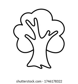 Tree line icon. Big tree with thick trunk and firm roots. Vector Illustration