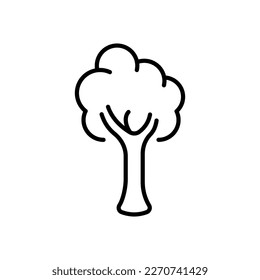 Tree line icon. Fire safety, fire extinguisher, fireman, ignition, matches, water, nature, hydrant. Security concept. Vector line icon on white background