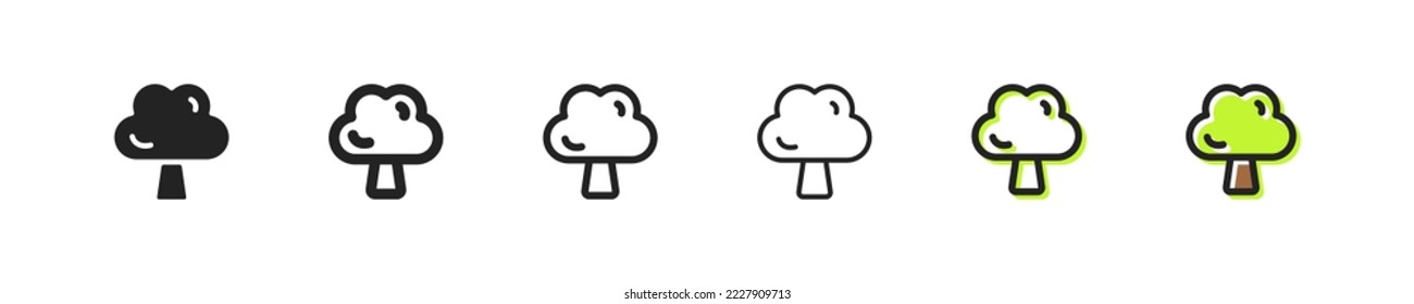 Tree line icon. Green, leaf, leaves, nature, save the planet, garden, forest, oxygen, air, clean environment, organic, soil. Ecology concept. Vector line icon on white background
