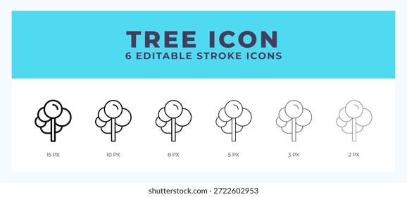 Ilustraciones de iconos de línea de árbol con trazos editables.