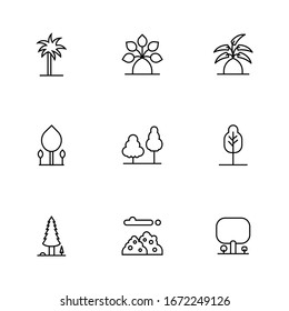 Tree line icon. Naturally beautiful symbol, wooden trunk and outline branches for map. Tree vector outline art illustration isolated on white background.