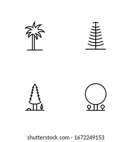 Tree line icon. Naturally beautiful symbol, wooden trunk and outline branches for map. Tree vector outline art illustration isolated on white background.
