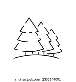 Tree line icon. Naturally beautiful symbol, wooden trunk and outline branches for map. Tree vector outline art illustration isolated on white background