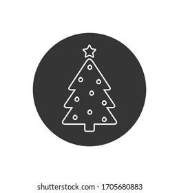 Tree Line Icon On White Vector Illustration
