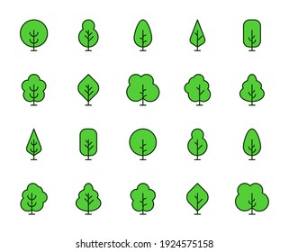 Tree line icon set. Collection of vector symbol in trendy flat style on white background. Nature sings for design.