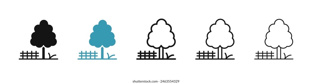 Tree line icon set. forest simple tree vector symbol for UI designs.