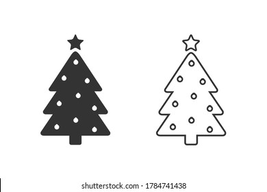 Tree Line Icon Set On White Vector Illustration