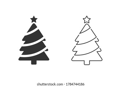 Tree Line Icon Set On White Vector Illustration