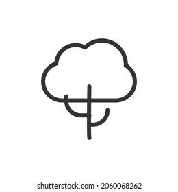 Tree line icon, sign or symbol. Premium pictogram in trendy outline style. Tree pixel perfect vector icon isolated on a white background. 