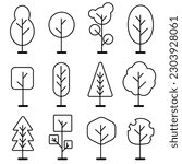 Tree Line icon style set. 