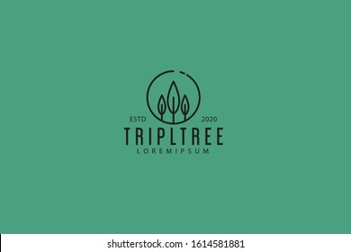 Tree line icon. Three trees stand parallel logo stock vector emblem design