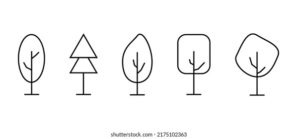 Baumliniensymbol. Vektorgrafik. minimale Anzahl von Bäumen Symbole gesetzt. Symbole mit fünf Symbolen.