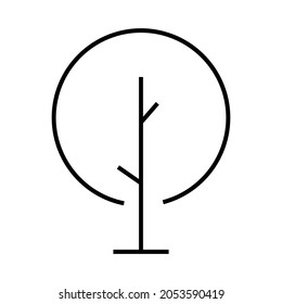 Vector de icono de línea de árbol en blanco