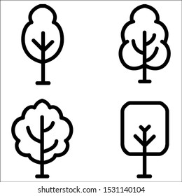 Tree line icon. Vector outline art illustration isolated on white background.