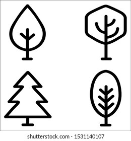 Tree line icon. Vector outline art illustration isolated on white background.