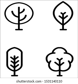 Tree line icon. Vector outline art illustration isolated on white background.