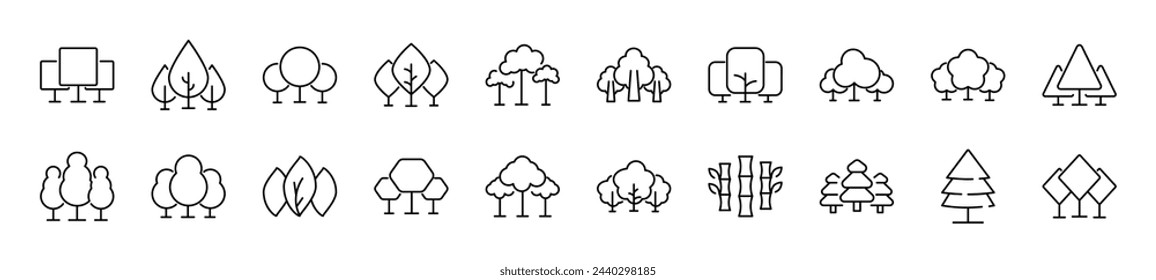 Tree Line Icons Collection. Editable stroke. Simple linear illustration for web sites, newspapers, articles book