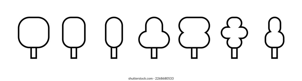 Tree line icons set. Vector illustration isolated on white background.