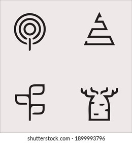 Tree line icons simple minimalist plant organic geometric abstract