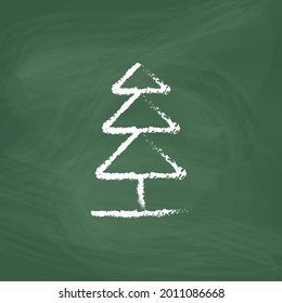 Tree Line Icons vector design white. Hand drawn Tree. Simple vector icon. Cartoon Tree line icon. Drawing Tree, vector sketch. Draw a picture on the blackboard.