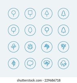 Tree line icons. Vector EPS10 