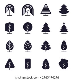 Tree Line Icons Vector Illustration , ecology, nature,