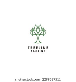 Tree line logo design icon vector