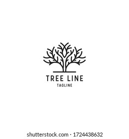 Tree line logo design template - vector