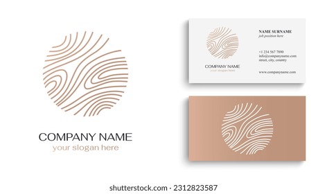 Tree line logo. Patterns of tree growth rings. Pattern wooden wavy lines. for business design, cosmetology, farming, ecology, spa, health, yoga center