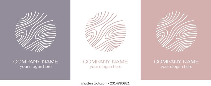 Tree line logo. Patterns of tree growth rings. Pattern wooden wavy lines. for business design, cosmetology, farming, ecology, spa, health, yoga center