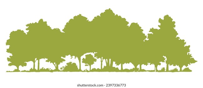 Tree line silhouette, water color effect in trees, vector, eps 10