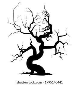 línea de árbol en forma de cráneo, horror