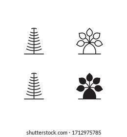 Tree Line and Solid Icon Logo Vector Symbol