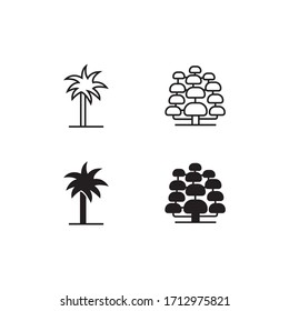 Tree Line and Solid Icon Logo Vector Symbol