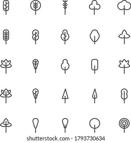 Tree Line Style Icon Set 