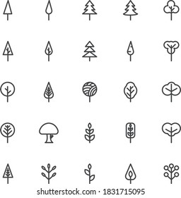 Tree Line Style Icon Set