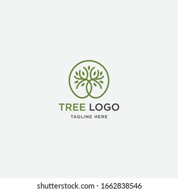 Tree linear logo design template - vector