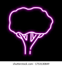Tree linear pink glowing neon ui ux icon. Glowing sign logo vector